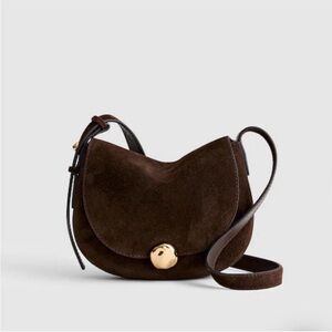 Madewell Dark Brown Suede Crossbody Bag - Dakota Saddle Bag